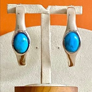 Simon Sebbag Sterling Silver/Turquoise Hoops Earrings